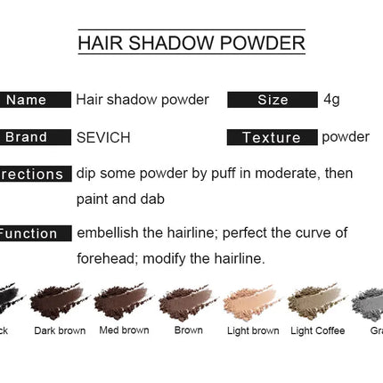 Sevich Hairline Powder 4g Hairline Shadow Powder Makeup Hair Concealer Natural Cover Unisex Hair Loss Product