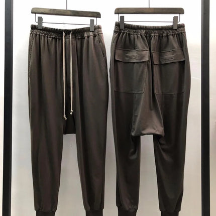 Owen Seak Men Casual Pants 100% Cotton Gothic Men Clothing Sweatpants Summer Lightweight Women Solid Loose Pants Size XL