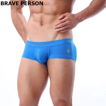 BRAVE PERSON Men's Low-Waist Nylon Boxer Shorts Underwear 4 Color Boxer Briefs High-Quality Comfortable Men's Trunks