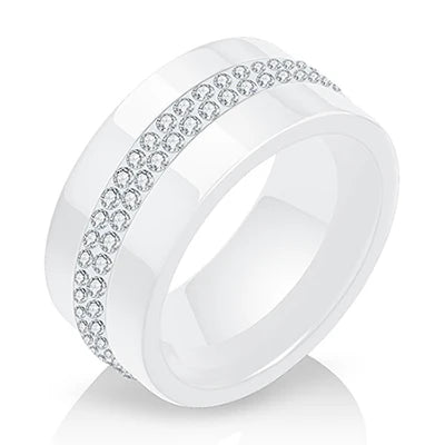 High Qulity Women Jewelry Ring Wholesale Black And White Simple Style Comly Crystal Ceramic Rings for Women