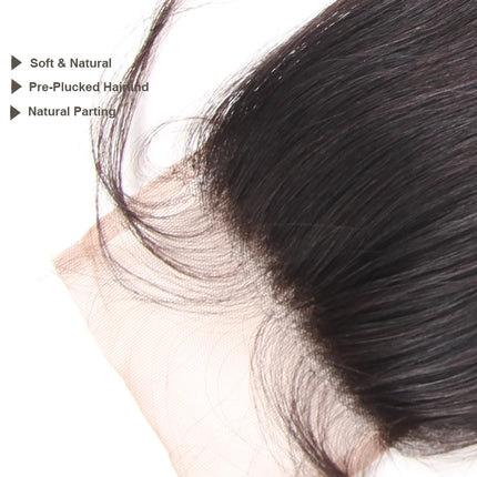 Ali Queen Hair Brazilian Virgin Hair Natural Wave HD Transparent Lace Closure Free Part 4x4 5x5 Lace Closure With Baby Hair
