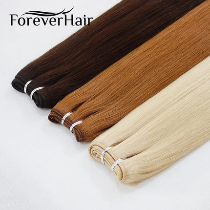 FOREVER HAIR 50g/pc 16" 18" 20" Remy Human Hair Weft Dark Brown European Straight Hair Extensions Natural Luxury Hair Weave