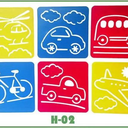 6pcs Plastic Picture Drawing Template Stencils Rulers Painting Kids Diy Art Paper Coloring Cards Scraping Drawing Toys GYH