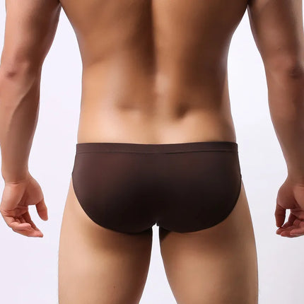Men's underwear head U convex pocket ultra-thin transparent ice silk men's briefs fork low waist small three pants sexy shorts