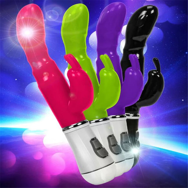USB Charging Vibrator Waterproof Toy Double Rod Masturbation Rabbit Vibrator Adult Sex Product Vibrator ST009
