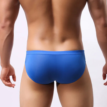 Men's underwear head U convex pocket ultra-thin transparent ice silk men's briefs fork low waist small three pants sexy shorts