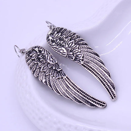 2023 Trend Punk Retro Angel Wings Earrings Drop Feather Hanging Dangle Metal Long Earring For Women Alloy Gothic Jewelry Stud