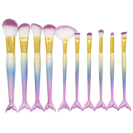 10 Pcs Fashion Makeup Brushes Set Foundation Powder Eyeshadow Eyeliner Lip Contour Blending Make Up Brushes Cosmetic Tools Kit