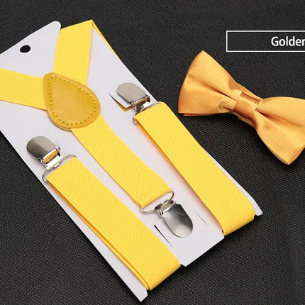 Kids Suspenders with Bowtie Fashion Children Bow Tie Set Boys Braces Girls Adjustable Suspenders Baby Wedding Ties Accessories