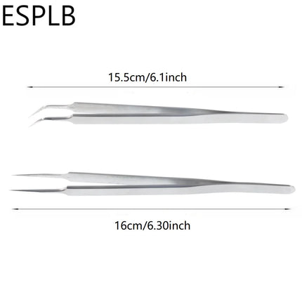 160mm Long Ultra Precision Stainless Steel Tweezers Industry Straight Curved Electronic Pointed Tweezers for Phone Repair