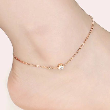 Lokaer Cubic Zirconia Anklet Foot Jewelry Rose Gold Color Anklet Bracelet Leg Chain Stainless Steel Anklets Women Jewelry A19034