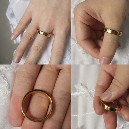 Letdiffery 4mm Simple Smooth Women Rings Black Stainless Steel Men Rings Birthday Gifts