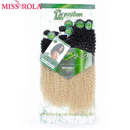 Miss Rola Synthetic Curly Hair Extensions Ombre Hair Bundles Hair Weaves T1B/BUG 18"-22'' 6pcs/Pack 200G With Free Closure