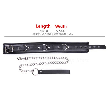 New PU Leather Collars BDSM Chastity Neck Collar,Fetish Slave Bondage Restraint Erotic Posture Collar,Adult Game For Couple