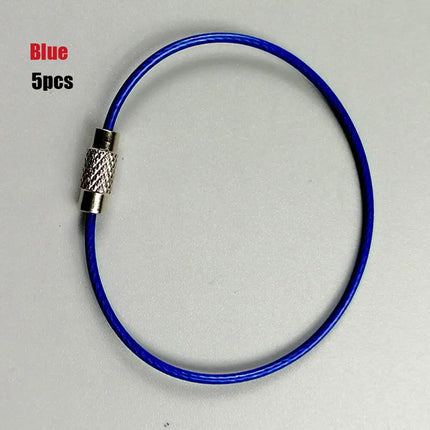 5Pcs Colorful EDC Stainless Steel Carabiner Keychain Key Holder Wire Keyrings Cable Rope Screw Locking Key Chain Outdoor Tools