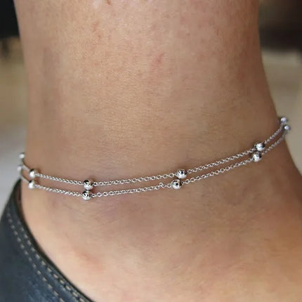 2020 New Fashion Footwear Jewelry Punk Style Gold Two-color Chain Ankle Bracelet New Product Launch Bracelet Leg Jewelry
