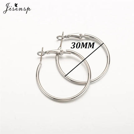 Jisensp 30/40/50/60mm Trendy Large Hoop Earrings Smooth Circle Earrings for Women Jewelry Hyperbole Oversizes Accessories