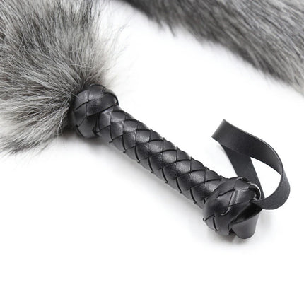 PU Leather Handle Fox Tail Fur Whip Fetish Spanking Paddle Bondage Flogger Whip BDSM Flirt Slave Erotic Sex Toys For Couples