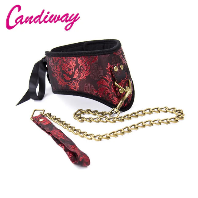 BDSM Collar Fetish Bondage Leash Steel Chain Tails Whip Paddle Dog Handcuffs Foot Cuff Punish Sadism Sex Toy Slave Erotic
