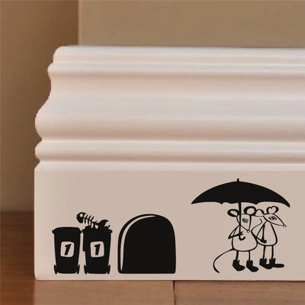 Funny Mouse Hole Wall Stickers Kitchen Bedroom Baseboard Home Decoration 3d Vinyl Wall Decals Diy Cartoon Rat Animal Mural Art