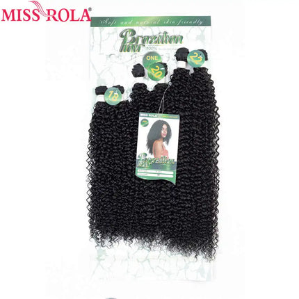 Miss Rola Synthetic Curly Hair Extensions Ombre Hair Bundles Hair Weaves T1B/BUG 18"-22'' 6pcs/Pack 200G With Free Closure