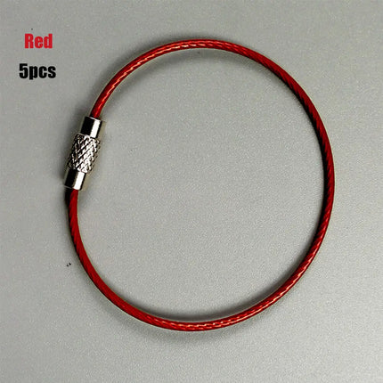 5Pcs Colorful EDC Stainless Steel Carabiner Keychain Key Holder Wire Keyrings Cable Rope Screw Locking Key Chain Outdoor Tools
