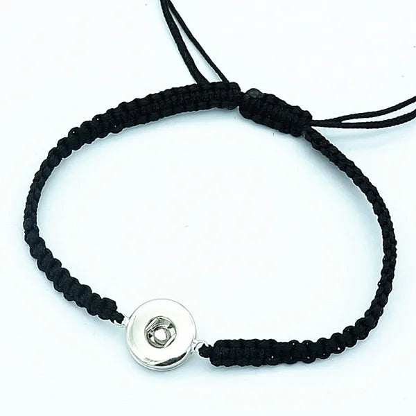 Fashion Colorful Manual Rope Snap Bracelets 15cm Adjustable Kids Fit 12mm Snap Buttons Wholesale Key ChainSE0145
