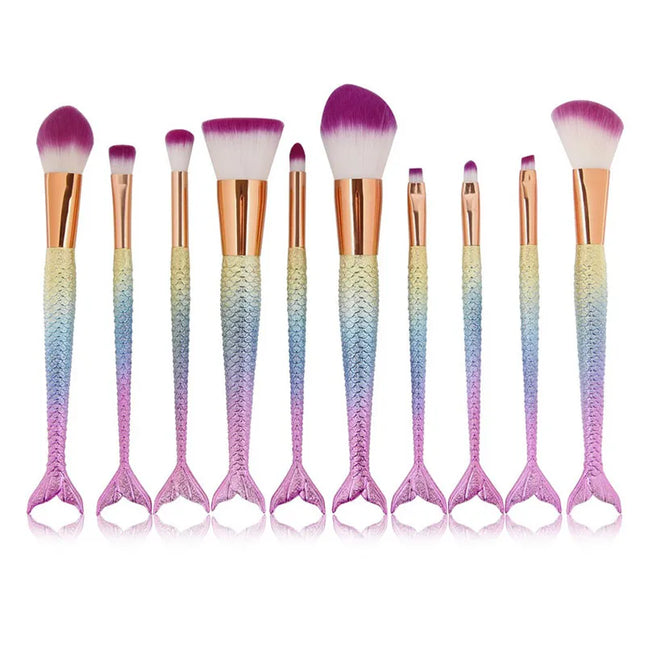 10 Pcs Fashion Makeup Brushes Set Foundation Powder Eyeshadow Eyeliner Lip Contour Blending Make Up Brushes Cosmetic Tools Kit
