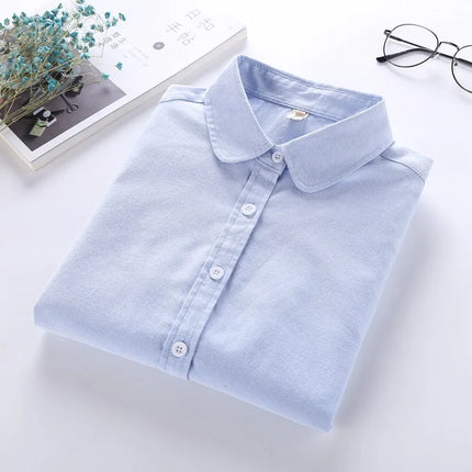 Women Blouse 2023 New Casual BRAND Long Sleeved Cotton Oxford White Shirt Woman Office Shirts Excellent Quality Blusas Lady