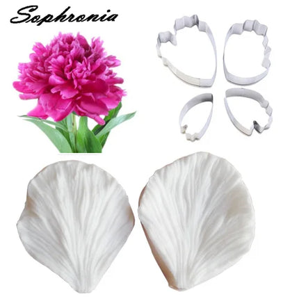 Large Peony Petal Veiner &Cutter Silicone Mold Fondant Mould Cake Decorating Tools Chocolate Gumpaste,Sugarcraft Mold CS286