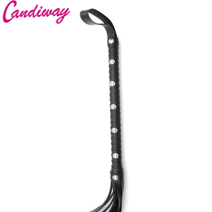 59cm BDSM PU Leather Rivets Fetish Bondage Sexy Whip Flogger Sex Toys For Couples Spanking  tickle Knout Adult Games