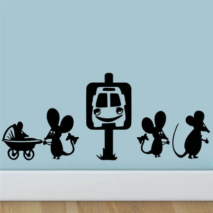 Funny Mouse Hole Wall Stickers Kitchen Bedroom Baseboard Home Decoration 3d Vinyl Wall Decals Diy Cartoon Rat Animal Mural Art