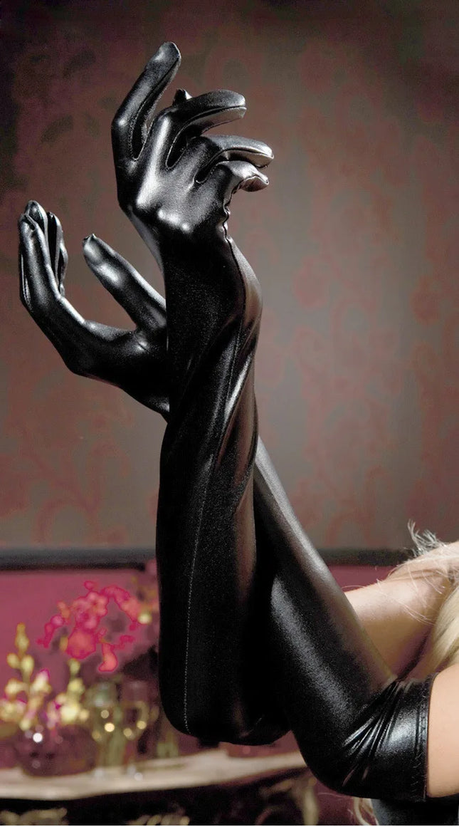 Lingerie Sexy Women's Black Pink Faux Leather Latex Gothic Fetish Clubwear Gloves Hip-pop Jazz Long Gloves