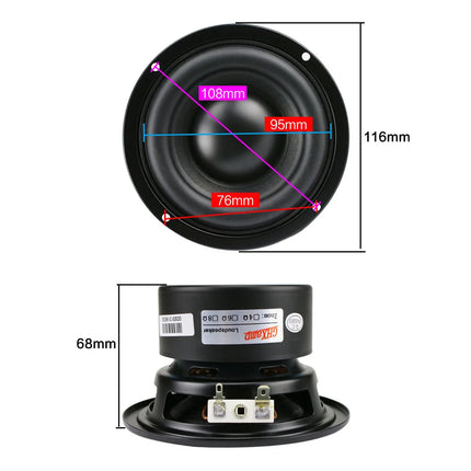 GHXAMP 4 Inch Woofer Subwoofer Speaker Unit 4ohm 40W Polymer Cap Long Stroke Rubber For Computer Multimedia Speaker Upgrade 1PC