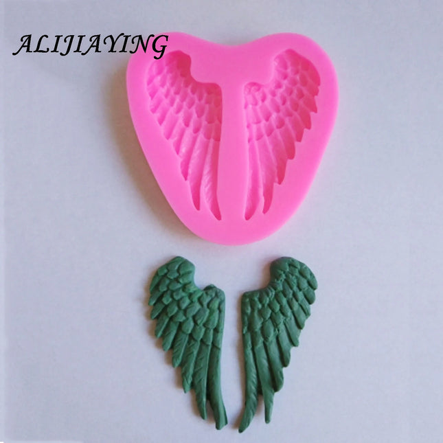 1Pcs Baby Angel Wings Silicone Mold Fondant Cake Decorating Tools Sugarcraft Chocolate Candy Clay Mould Cupcake Mold D0227