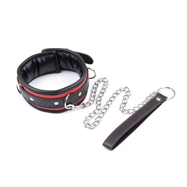 New PU Leather Collars BDSM Chastity Neck Collar,Fetish Slave Bondage Restraint Erotic Posture Collar,Adult Game For Couple