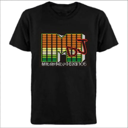 Popular Sound Active Equalizer EL T-shirt Equalizer Light Up Down LED T-shirt Flashing Music Activated LED T-shirts Men Women Tee