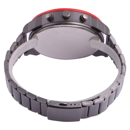 Brand Big Dial Steel Strip Dual Time Display Men Watches Chronograph Quartz Military Wristwatch Relogio Masculino Hombre Reloj