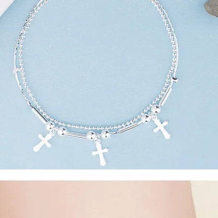 Buyee 925 Sterling Silver Female Simple Anklet Chain Foot Legs Anklet for Women Fashion Star Fine Jewelry Anklets Chain