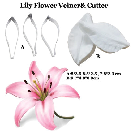 Lily Petal Veiner Silicone Moulds Fondant Flowers Cake Decorating Chocolate Gumpaste Sugarcraft Clay Cold Porcelain CS372