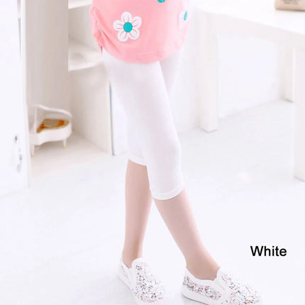 3-10 Years Girls' Knee-Length Cropped Pants - Candy Color Children's Bottoms for Spring-Summer All-Matches Leggings