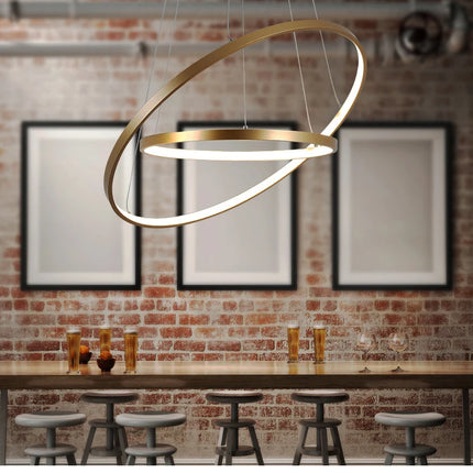 Black/White/Golden Modern pendant lights for living room dining room 4/3/2/1 Circle Rings acrylic aluminum body LED pendant Lamp