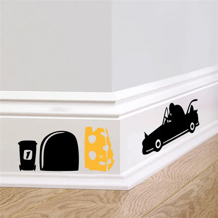 Funny Mouse Hole Wall Stickers Kitchen Bedroom Baseboard Home Decoration 3d Vinyl Wall Decals Diy Cartoon Rat Animal Mural Art