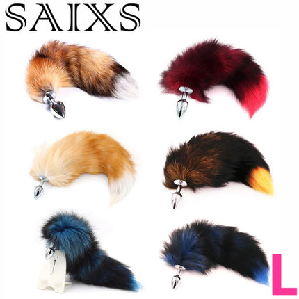 Changeable Anal Plug Fox Tails Metal Anal Sex Toys Butt plug Sex Games Role play Cosplay Toys  Drop Shipping