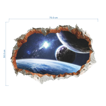 Outer space Star Galaxy Wall Sticker 3D Vivid broken Wall Decals Poster nursery Mural Living Room Bedroom Home Decor art sticker