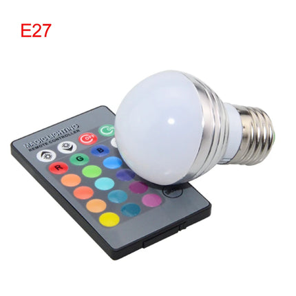 LED RGB Bulb lamp E27 E14 AC85-265V 5W LED RGB Spotlight dimmable magic Holiday RGB lighting+IR Remote Control 16 colors
