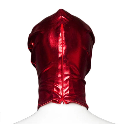 Sexy open month&eyes Mask PU Leather Latex Hood Black Mask Breathable Zip lock cosplay Fetish BDSM Adult role game for party