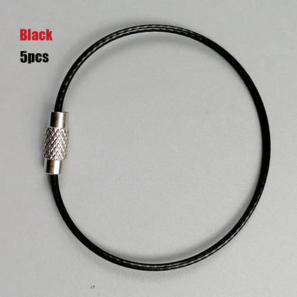 5Pcs Colorful EDC Stainless Steel Carabiner Keychain Key Holder Wire Keyrings Cable Rope Screw Locking Key Chain Outdoor Tools
