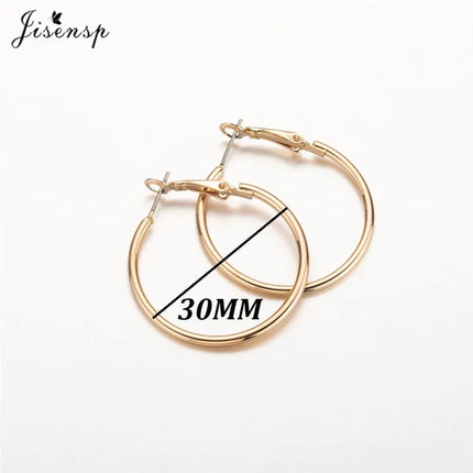 Jisensp 30/40/50/60mm Trendy Large Hoop Earrings Smooth Circle Earrings for Women Jewelry Hyperbole Oversizes Accessories