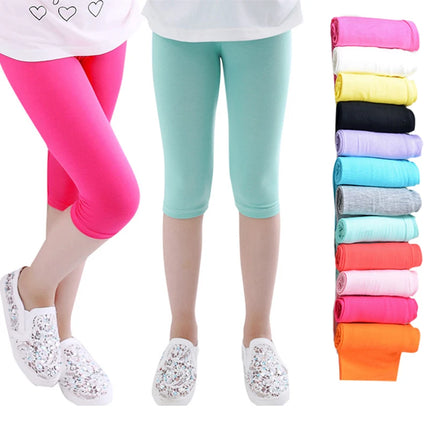 3-10 Years Girls' Knee-Length Cropped Pants - Candy Color Children's Bottoms for Spring-Summer All-Matches Leggings